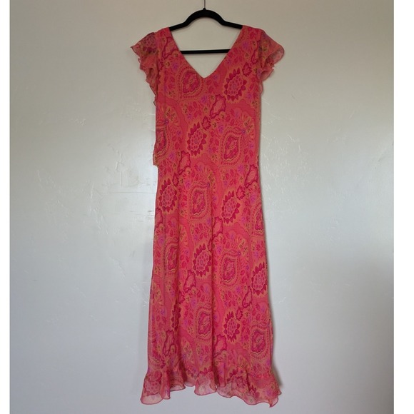 Alyn Paige Floral Paisley Dress 13/14‎ V Neck USA Made Y2K Romantic Feminine - Picture 5 of 10